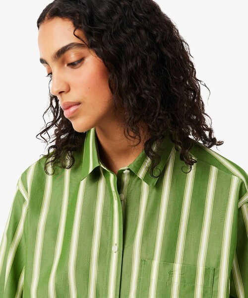 LACOSTE（ラコステ）の「オーバーサイズストライプポプリンシャツ（シャツ/ブラウス・レディース・グリーン/ブルー・34/36）」の19枚目の写真