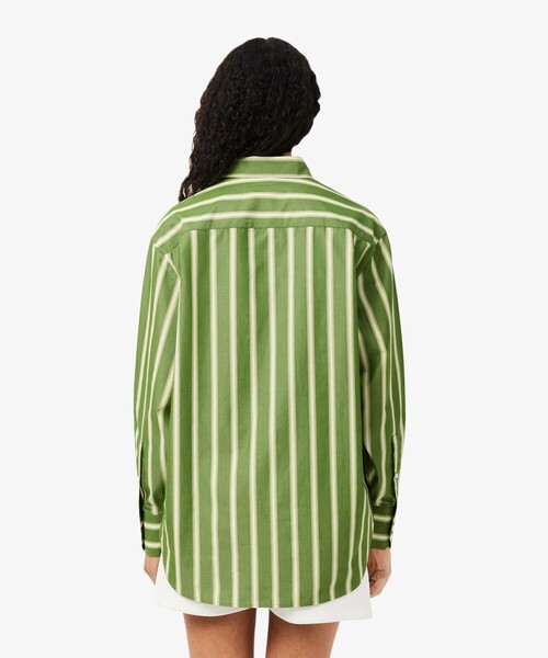 LACOSTE（ラコステ）の「オーバーサイズストライプポプリンシャツ（シャツ/ブラウス・レディース・グリーン/ブルー・34/36）」の3枚目の写真