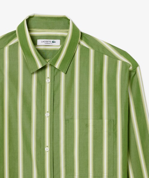 LACOSTE（ラコステ）の「オーバーサイズストライプポプリンシャツ（シャツ/ブラウス・レディース・グリーン/ブルー・34/36）」の5枚目の写真