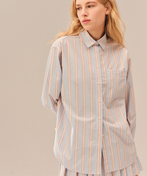 LACOSTE（ラコステ）の「オーバーサイズストライプポプリンシャツ（シャツ/ブラウス・レディース・グリーン/ブルー・34/36）」の17枚目の写真