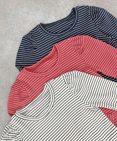 Futier land（フューティアランド）の「パワショルボーダーTOPS（Tシャツ/カットソー・レディース・オフホワイト/ネイビー/ピンク・FREE）」の19枚目の写真