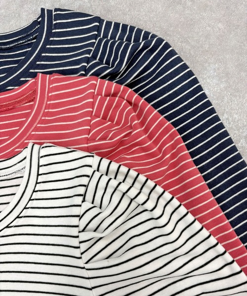 Futier land（フューティアランド）の「パワショルボーダーTOPS（Tシャツ/カットソー・レディース・オフホワイト/ネイビー/ピンク・FREE）」の20枚目の写真