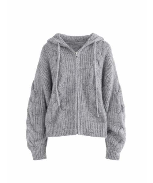 ACYM（アシーム）の「ケーブルニットフーディ（ニット/セーター・レディース・アイボリー/グレー・FREE）」の13枚目の写真