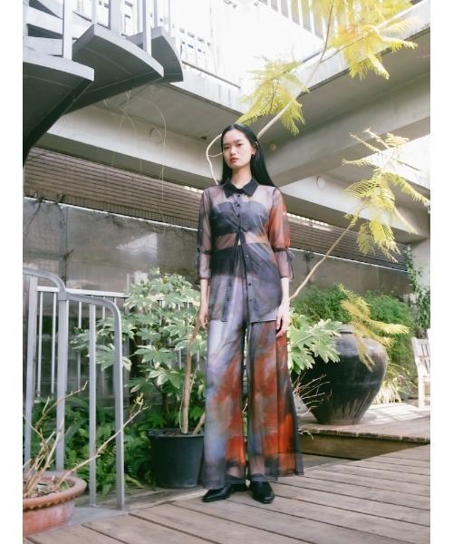 シャツ/ブラウス(長袖/七分) sahara Sheer Tops PRE ORDER】Art Print Sheer Shirt（シャツ/ブラウス）｜sahara