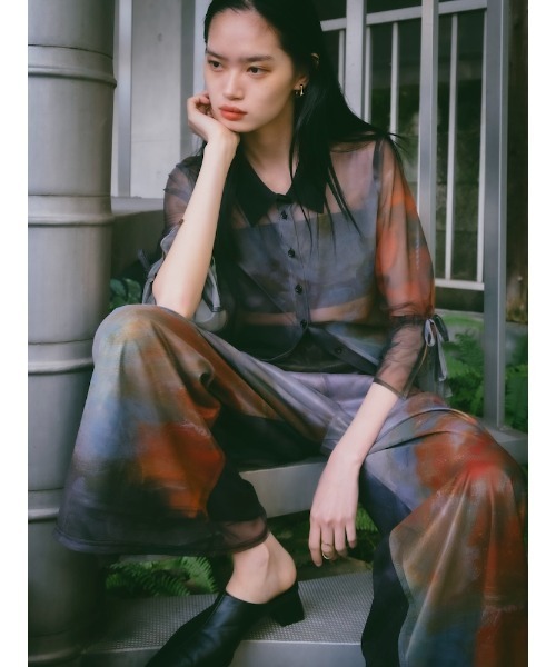 PRE ORDER】Art Print Sheer Shirt（シャツ/ブラウス）｜sahara