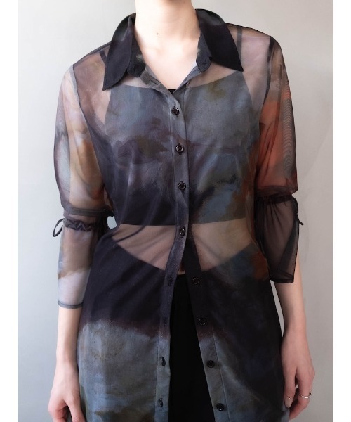 シャツ/ブラウス(長袖/七分) sahara Sheer Tops PRE ORDER】Art Print Sheer Shirt（シャツ/ブラウス）｜sahara