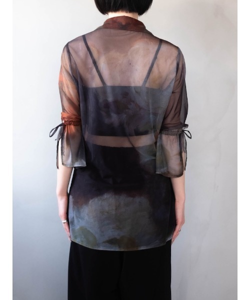 PRE ORDER】Art Print Sheer Shirt（シャツ/ブラウス）｜sahara