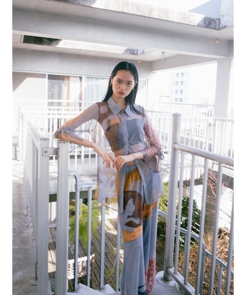 PRE ORDER】Art Print Sheer Shirt（シャツ/ブラウス）｜sahara