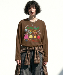 DTF ウィークエンドバイブ ロングスリーブ 長袖Tシャツ ブラウン