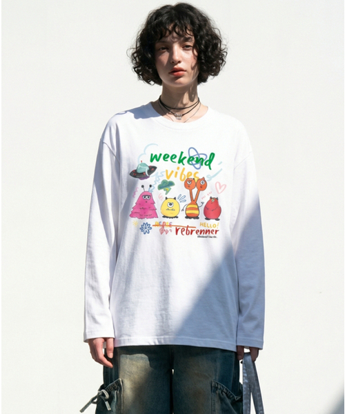REBRENNER(リブレンナー)の「DTF ウィークエンドバイブ ロングスリーブ 長袖Tシャツ ブラウン(Tシャツ/カットソー・レディース・ブラウン・SMALL/MEDIUM/LARGE/X-LARGE/XX-LARGE/XXX-LARGE)」の4枚目の写真