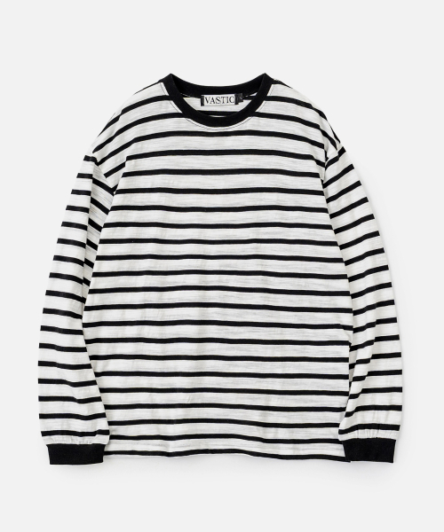 VASTIC(バスティック)の「26ストライプロングスリーブ_ブラック/ホワイト(Tシャツ/カットソー・メンズ・ブラック・MEDIUM/LARGE)」の1枚目の写真