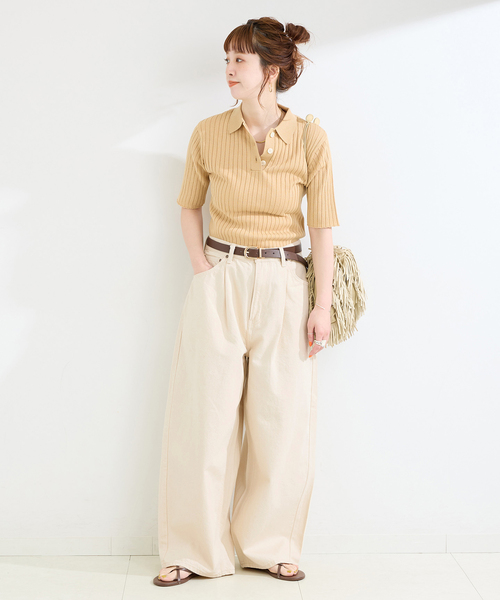 Lee(リー)の「【WEB+一部店舗限定】LEE / リー TUCK RIDERS PANTS(デニムパンツ・レディース・ホワイト/ネイビー・SMALL/MEDIUM)」の3枚目の写真