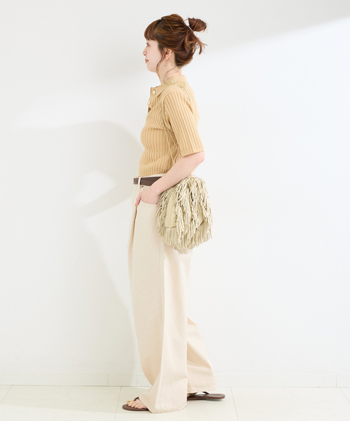 Lee(リー)の「【WEB+一部店舗限定】LEE / リー TUCK RIDERS PANTS(デニムパンツ・レディース・ホワイト/ネイビー・SMALL/MEDIUM)」の4枚目の写真