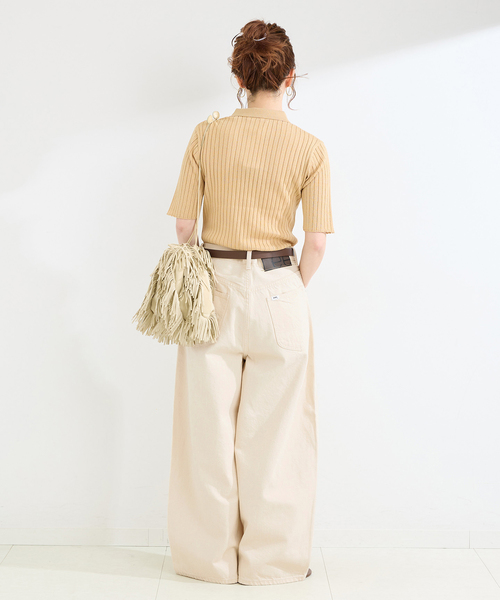 Lee(リー)の「【WEB+一部店舗限定】LEE / リー TUCK RIDERS PANTS(デニムパンツ・レディース・ホワイト/ネイビー・SMALL/MEDIUM)」の5枚目の写真