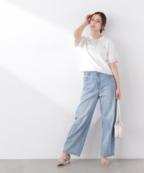 PROPORTION BODY DRESSING(プロポーションボディドレッシング)の「<UVカット>衿付きステッチラインニット / 1216170306(ニット/セーター・レディース・ホワイト系その他/ネイビー/パープル・MEDIUM/SMALL)」の5枚目の写真