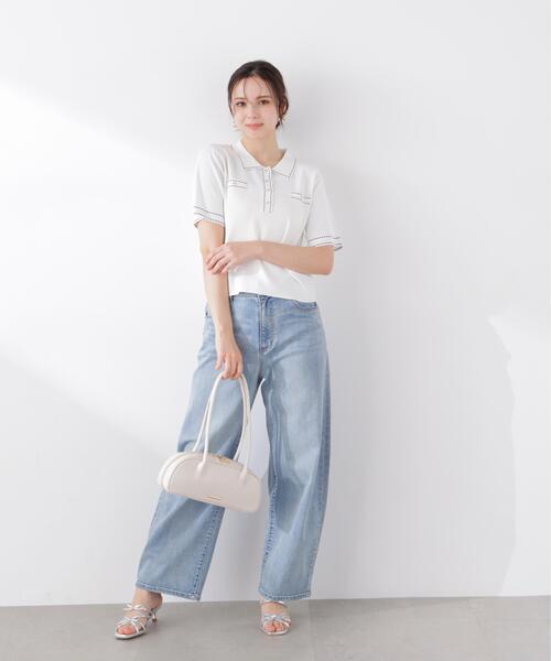 PROPORTION BODY DRESSING(プロポーションボディドレッシング)の「<UVカット>衿付きステッチラインニット / 1216170306(ニット/セーター・レディース・ホワイト系その他/ネイビー/パープル・MEDIUM/SMALL)」の9枚目の写真