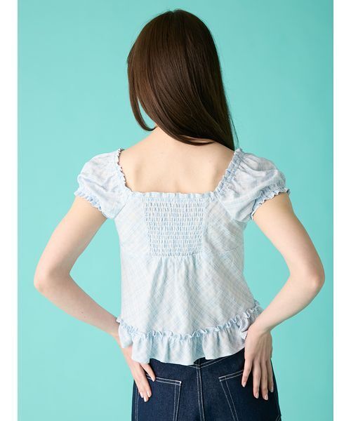 FURFUR（ファーファー）の「コンパクトチェックブラウス（シャツ/ブラウス・レディース・イエロー/ライトブルー/ブラック・F）」の7枚目の写真
