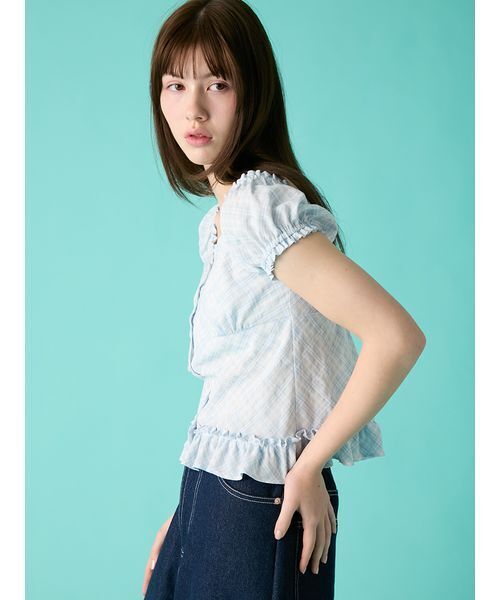 FURFUR（ファーファー）の「コンパクトチェックブラウス（シャツ/ブラウス・レディース・イエロー/ライトブルー/ブラック・F）」の8枚目の写真