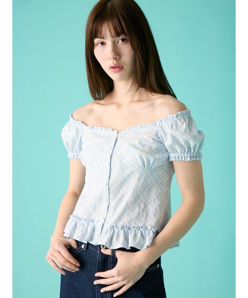 FURFUR（ファーファー）の「コンパクトチェックブラウス（シャツ/ブラウス・レディース・イエロー/ライトブルー/ブラック・F）」の9枚目の写真