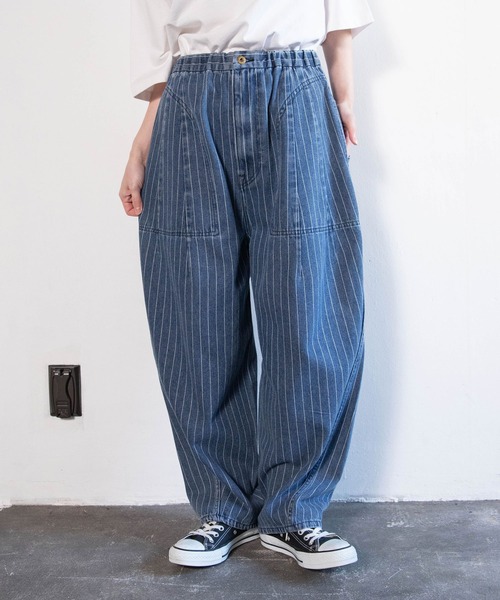 セール】R4448 コックさんのストライプデニムパンツ（デニムパンツ
