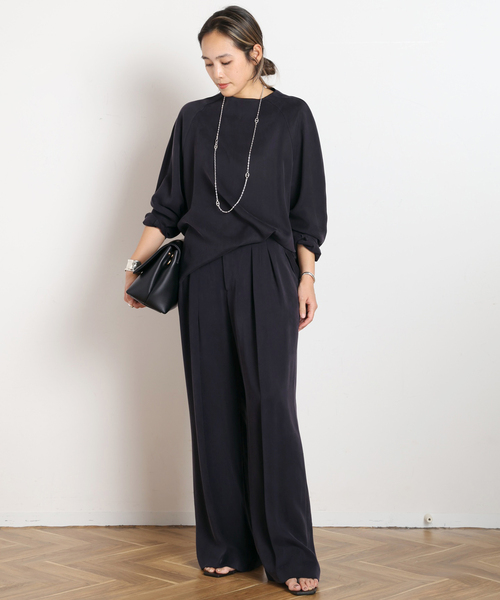 AP STUDIO（エーピーストゥディオ）の「キュプラパンツ（スラックス・レディース・ネイビー/アイボリー・34/36/38/40）」の5枚目の写真