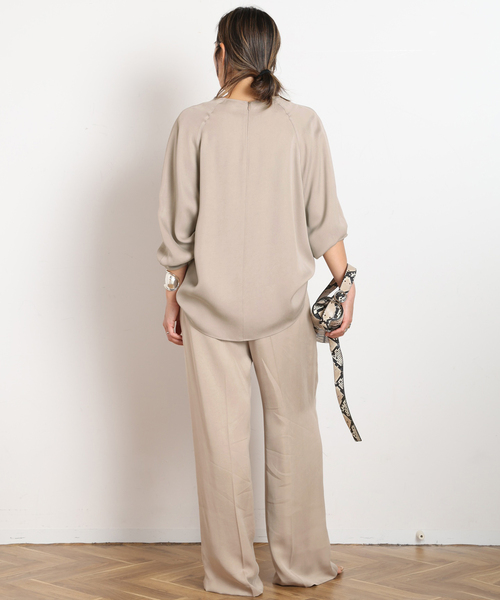 AP STUDIO（エーピーストゥディオ）の「キュプラパンツ（スラックス・レディース・ネイビー/アイボリー・34/36/38/40）」の16枚目の写真