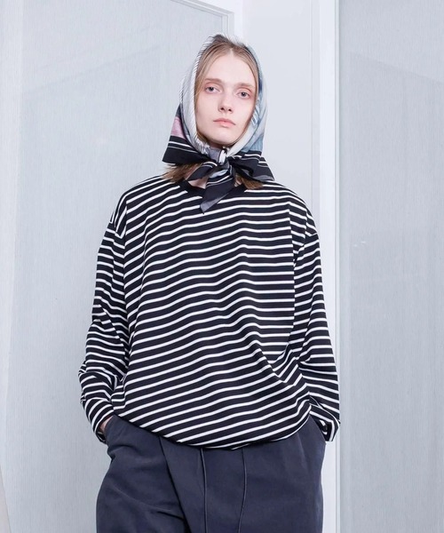 VOAAOV（ヴォアーブ）の「【VOAAOV】 BIAS BORDER Long Sleeve T-Shirt（Tシャツ/カットソー・メンズ・グレー/ブラック・2/1）」の5枚目の写真