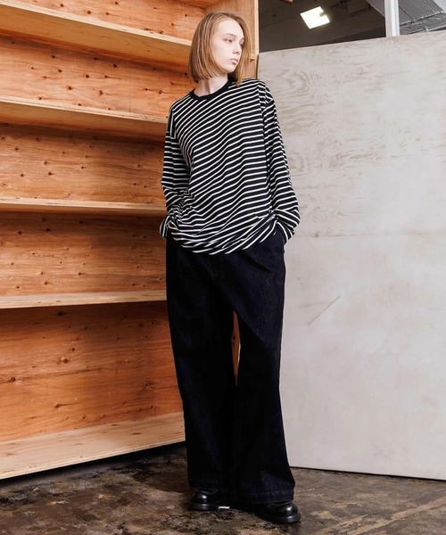 VOAAOV(ヴォアーブ)の「【VOAAOV】 BIAS BORDER Long Sleeve T-Shirt(Tシャツ/カットソー・メンズ・グレー/ブラック/ネイビー/ブラック×ホワイト・2/1)」の15枚目の写真