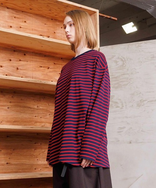 VOAAOV(ヴォアーブ)の「【VOAAOV】 BIAS BORDER Long Sleeve T-Shirt(Tシャツ/カットソー・メンズ・グレー/ブラック/ネイビー/ブラック×ホワイト・2/1)」の17枚目の写真