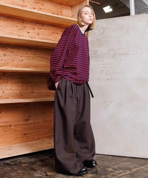 VOAAOV(ヴォアーブ)の「【VOAAOV】 BIAS BORDER Long Sleeve T-Shirt(Tシャツ/カットソー・メンズ・グレー/ブラック/ネイビー/ブラック×ホワイト・2/1)」の20枚目の写真