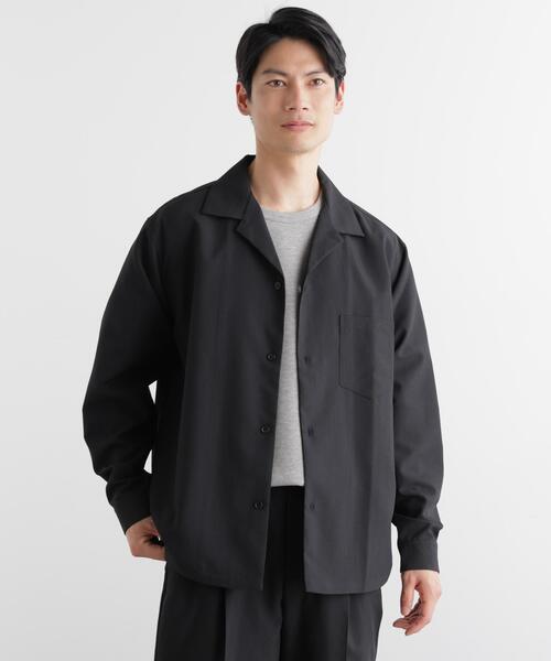 NANO universe（ナノユニバース）の「セオアルファ オープンカラーシャツ 長袖（シャツ/ブラウス・メンズ・ブラック/グレー/ブラウン・M/L/S）」の2枚目の写真