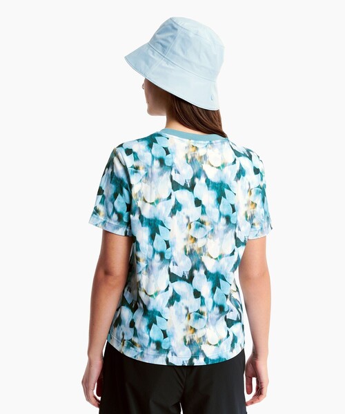 AIGLE（エーグル）の「UVカット 半袖リーフプリントTシャツ（Tシャツ/カットソー・レディース・グリーン・M/L/S）」の2枚目の写真