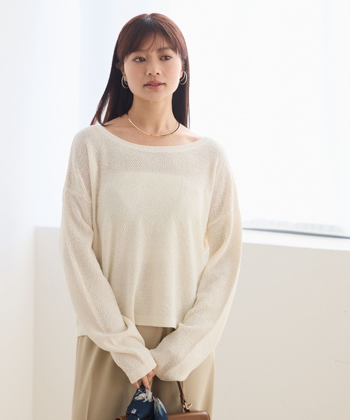 Andemiu(アンデミュウ)の「【前後2WAY】リネンコンニット659152(ニット/セーター・レディース・ネイビー/チャコールグレー/オフホワイト・FREE)」の1枚目の写真