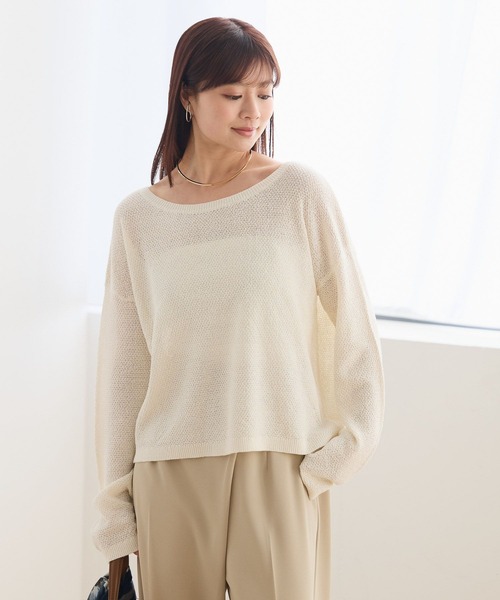 Andemiu(アンデミュウ)の「【前後2WAY】リネンコンニット659152(ニット/セーター・レディース・ネイビー/チャコールグレー/オフホワイト・FREE)」の5枚目の写真