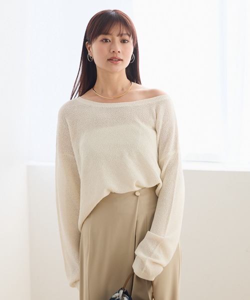 Andemiu(アンデミュウ)の「【前後2WAY】リネンコンニット659152(ニット/セーター・レディース・ネイビー/チャコールグレー/オフホワイト・FREE)」の7枚目の写真