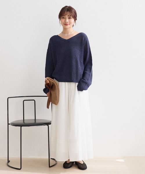 Andemiu(アンデミュウ)の「【前後2WAY】リネンコンニット659152(ニット/セーター・レディース・ネイビー/チャコールグレー/オフホワイト・FREE)」の8枚目の写真