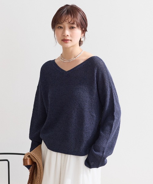 Andemiu(アンデミュウ)の「【前後2WAY】リネンコンニット659152(ニット/セーター・レディース・ネイビー/チャコールグレー/オフホワイト・FREE)」の9枚目の写真