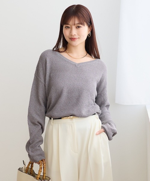 Andemiu(アンデミュウ)の「【前後2WAY】リネンコンニット659152(ニット/セーター・レディース・ネイビー/チャコールグレー/オフホワイト・FREE)」の11枚目の写真