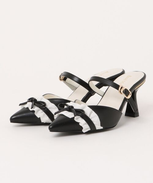 Rose Muse(ロゼミューズ)の「Bicolor frill ribbon mules(パンプス・レディース・ブラック/アイボリー・23.5cm/22.5cm/24.5cm)」の10枚目の写真
