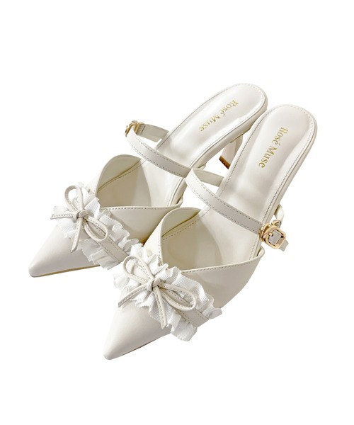 Rose Muse(ロゼミューズ)の「Bicolor frill ribbon mules(パンプス・レディース・ブラック/アイボリー・23.5cm/22.5cm/24.5cm)」の13枚目の写真