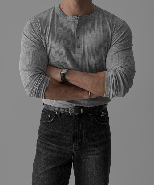 Pattern Marshall Henry neck knit tee [черный] — трикотажная футболка с воротником‑маршалла