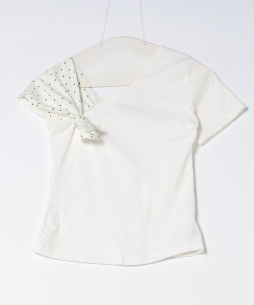 Ritzy（リッツィー）の「ドット柄　リボン付き アシンメトリートップス（Tシャツ/カットソー・レディース・ホワイト/ホワイト系その他・M/L/S）」の16枚目の写真