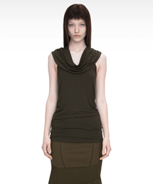 NACHE（ナチェ）の「SHAWL NECK SLEEVELESS KHAKI（Tシャツ/カットソー）」