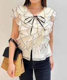 Apuweiser-riche | 花びらフリルドットブラウス(シャツ/ブラウス)