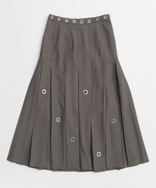 MAISON SPECIAL(メゾンスペシャル)の「Eyelet Pleated Skirt/アイレットプリーツスカート(スカート・レディース・ブラック/グレー・36/38)」の6枚目の写真