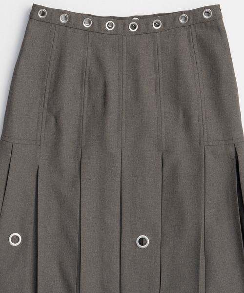 MAISON SPECIAL(メゾンスペシャル)の「Eyelet Pleated Skirt/アイレットプリーツスカート(スカート・レディース・ブラック/グレー・36/38)」の7枚目の写真