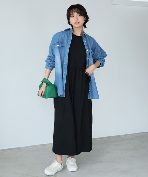 itto...(イット)の「ゆったりギャザーフレアワンピース(ワンピース・レディース・チャコールグレー/ブラック・M-L)」の11枚目の写真