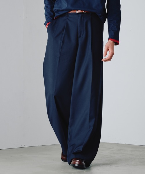 Adoon plain(アドーンプレーン)の「1-Tuck Center Press Straight Slacks / 1タックアソートセンタープレスストレートスラックス(スラックス・メンズ・ブラック/チャコールグレー/グレー/ネイビー・SMALL/LARGE/MEDIUM)」の4枚目の写真