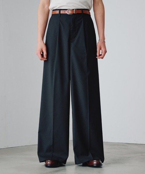 Adoon plain(アドーンプレーン)の「1-Tuck Center Press Straight Slacks / 1タックアソートセンタープレスストレートスラックス(スラックス・メンズ・ブラック/チャコールグレー/グレー/ネイビー・SMALL/LARGE/MEDIUM)」の1枚目の写真