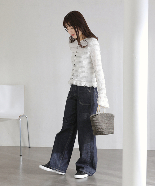 La TOTALITE（ラトータリテ）の「≪追加≫【洗える】Mewl / ミュール ミニフリル2WAYカーデ（ニット/セーター・レディース・ホワイト・FREE）」の3枚目の写真